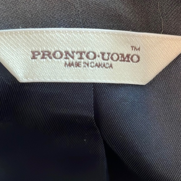 Pronto Uomo Men's Navy Blue Solid Wool Two Button Front Blazer Size 48R - Picture 3 of 7